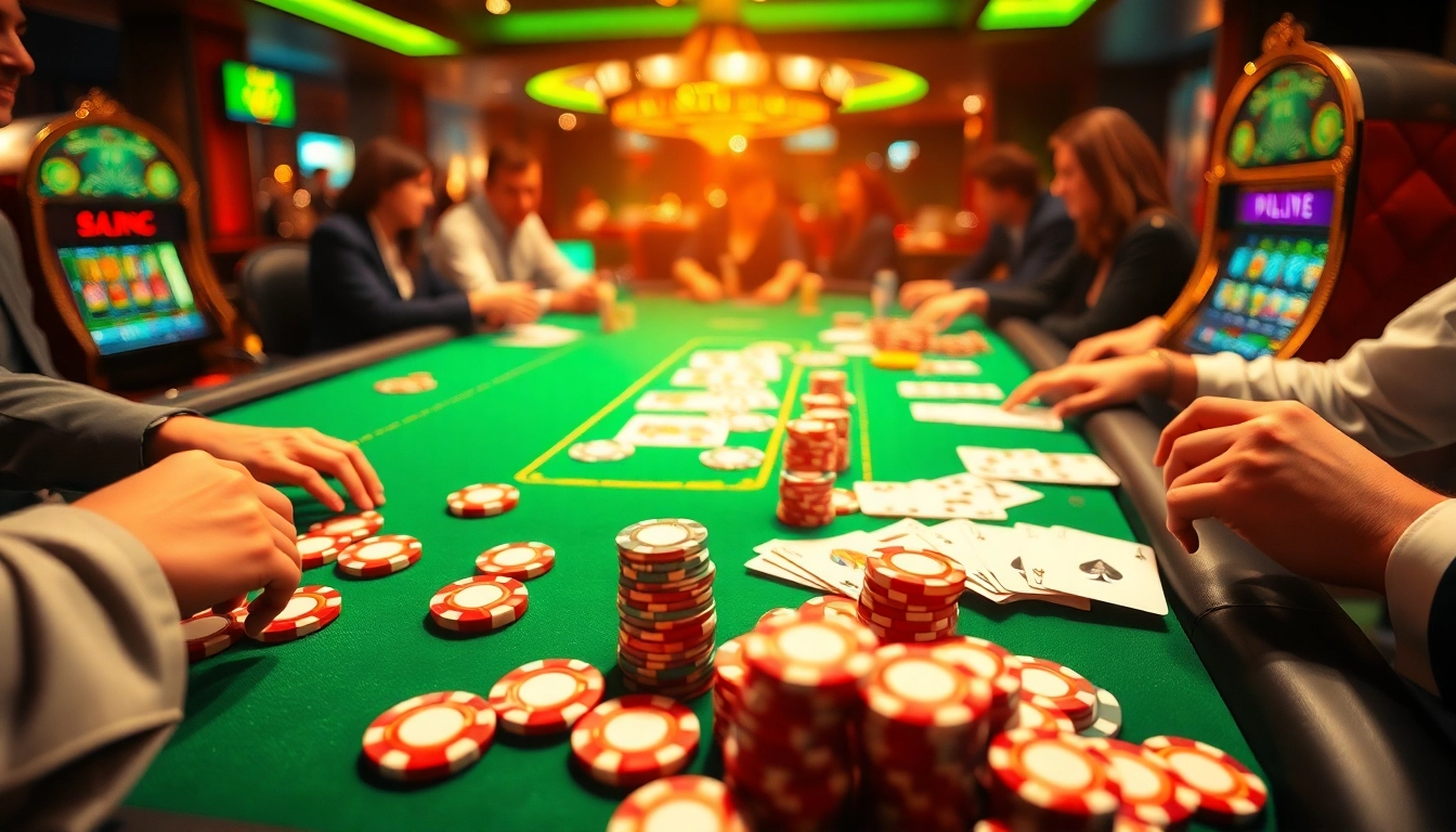 Experience the excitement of khuyến mãi five88 at a vibrant casino table with players enjoying poker.