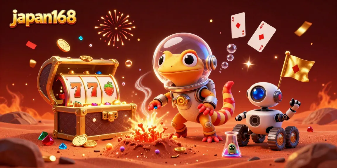Experience the vibrant world of japan168 with a Martian gecko and golden casino treasures.