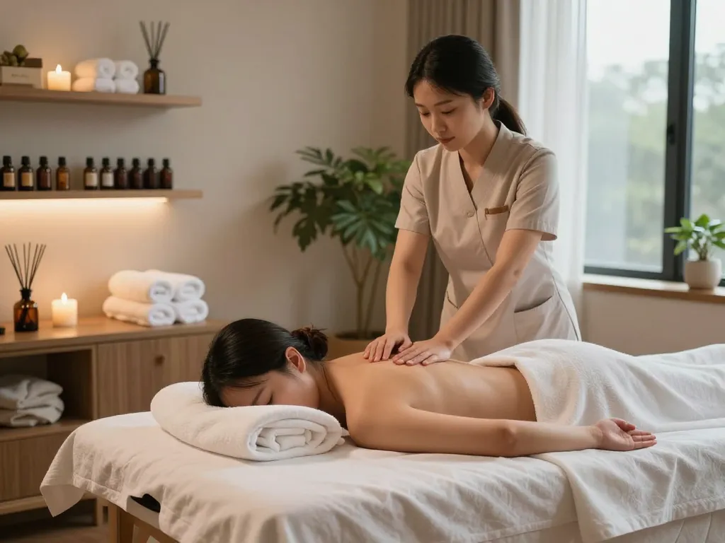 평온한 웰니스 스파룸에서의 편안한 신사동 마사지 세션.
