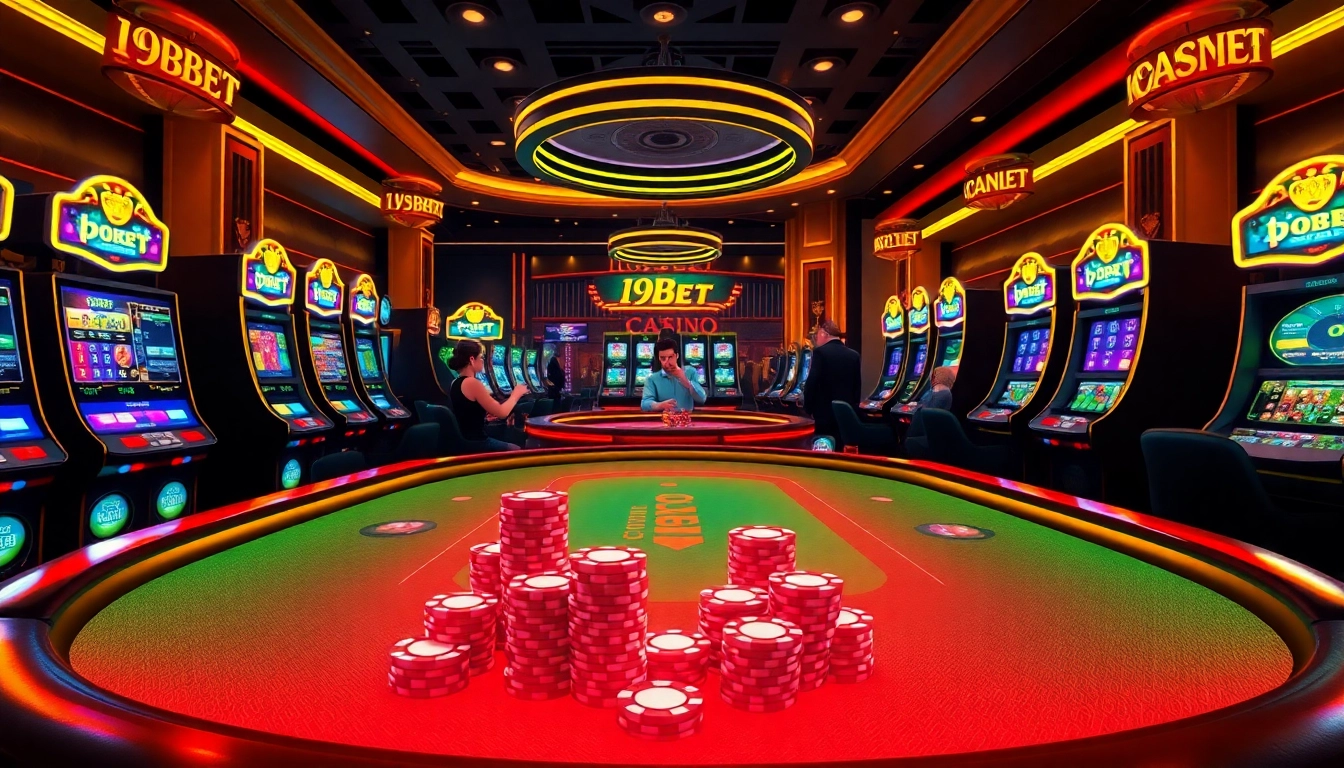 Experience the i9bet 100k excitement with vibrant gambling visuals of poker and slots.