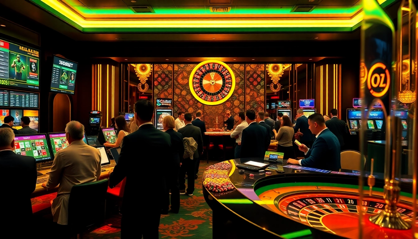 SBOBET players enjoying a lively sportsbook with dynamic betting odds and engaging atmosphere.
