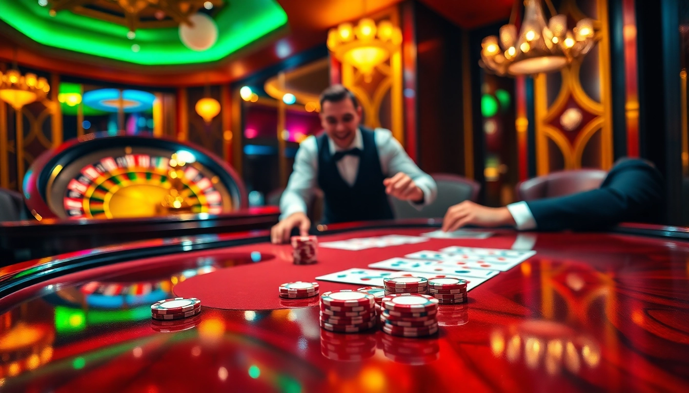 Experience the thrill of poker at Xin88 casino with vibrant chips and cards in a luxurious setting.
