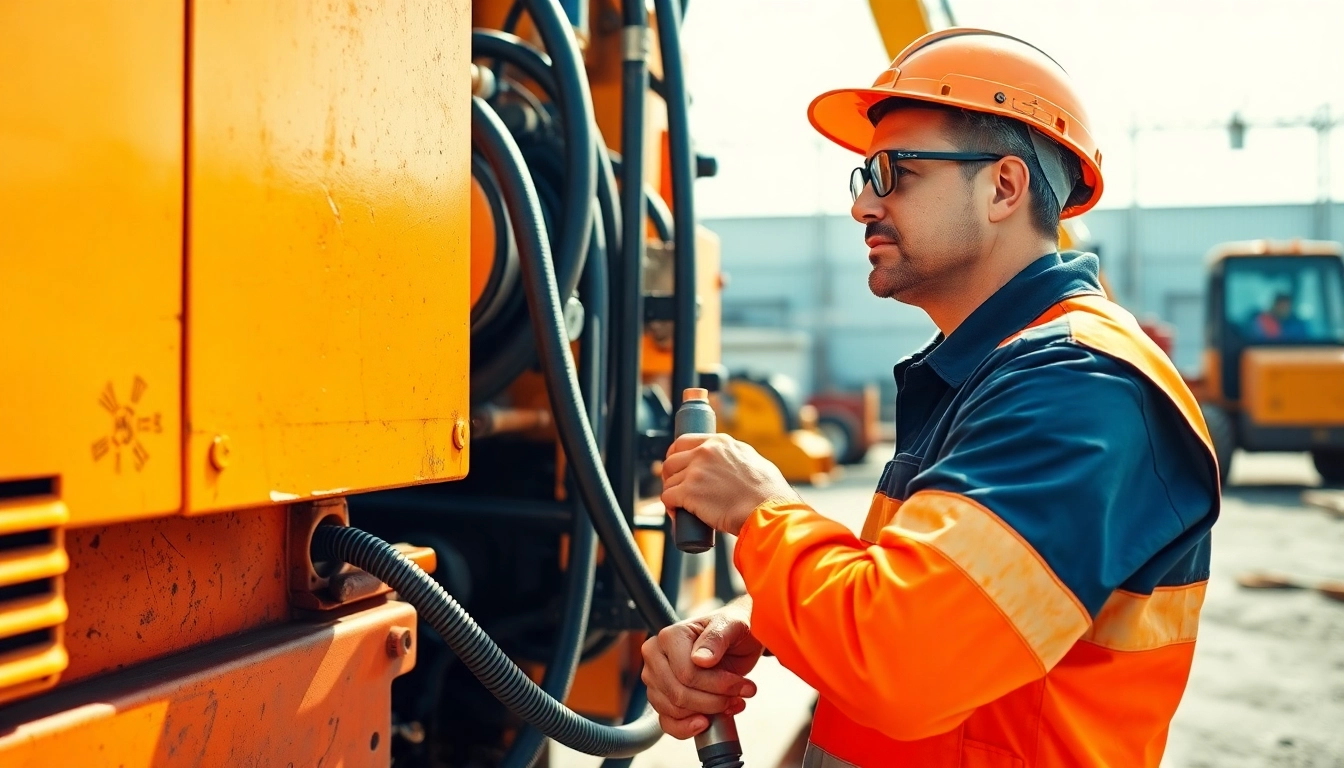 Technician conducting on-site hydraulic repair on industrial machinery.