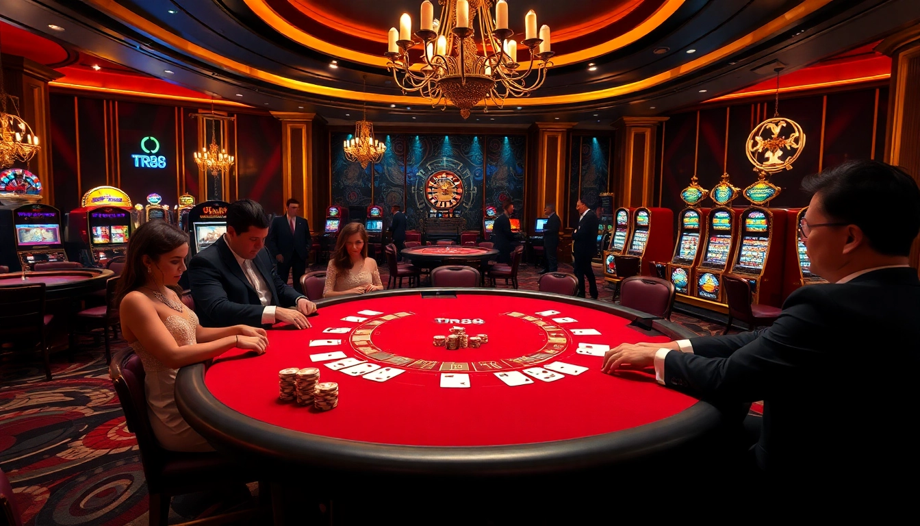 Exciting gameplay at tr88 casino with luxurious blackjack tables and vibrant atmosphere.