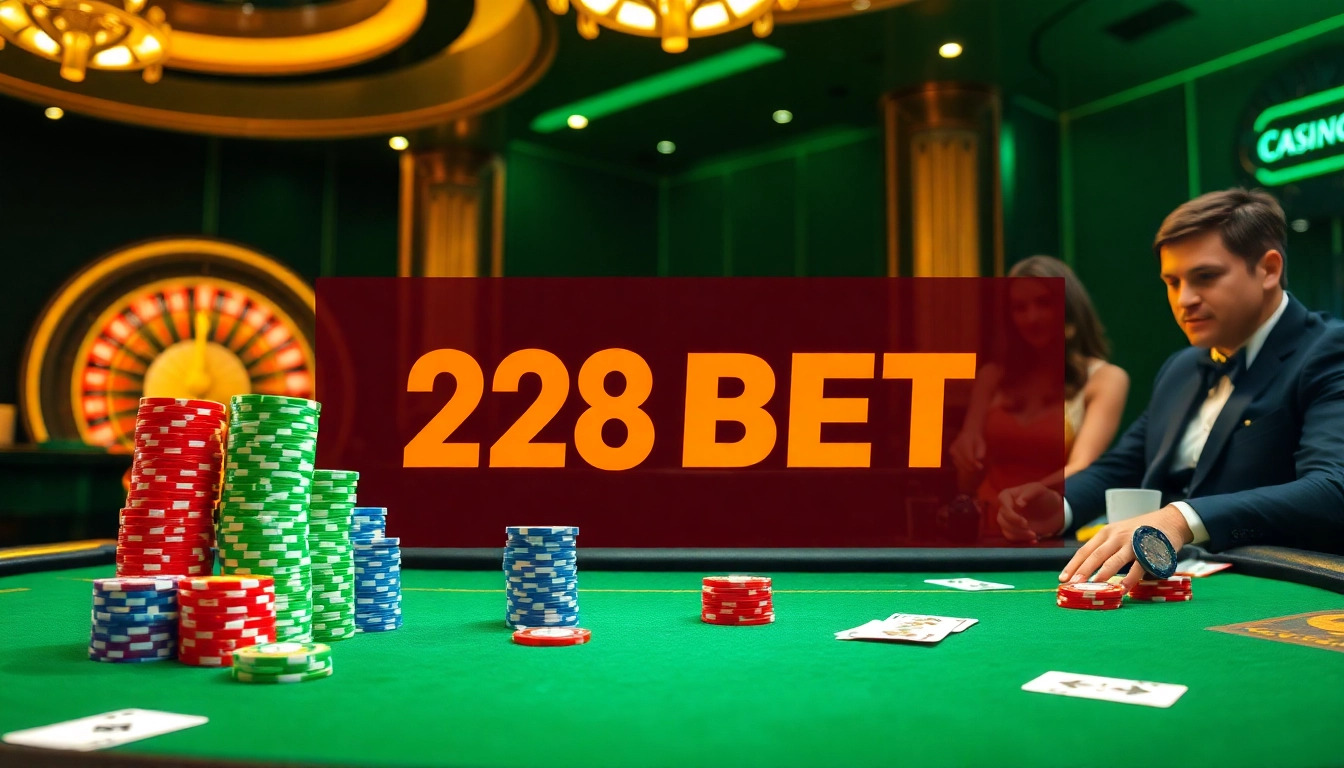 Experience thrilling gameplay at 28 BET's luxurious casino scene with high-stakes poker and roulette.