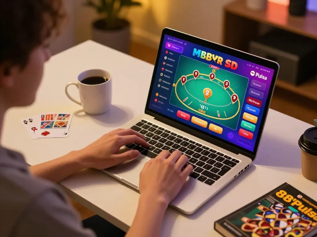 Seorang pemain terlibat dalam poker online di 88Pulsa, menghadirkan pengalaman bermain yang mendalam dengan tempat kerja yang nyaman.