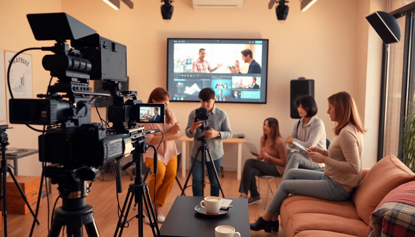 Capture of a professional team engaged in video production edmonton, showcasing collaboration and creativity.