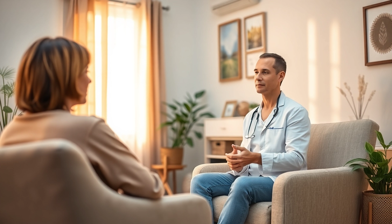 Professional counselling services illustrated through a therapist's compassionate interaction with a client.