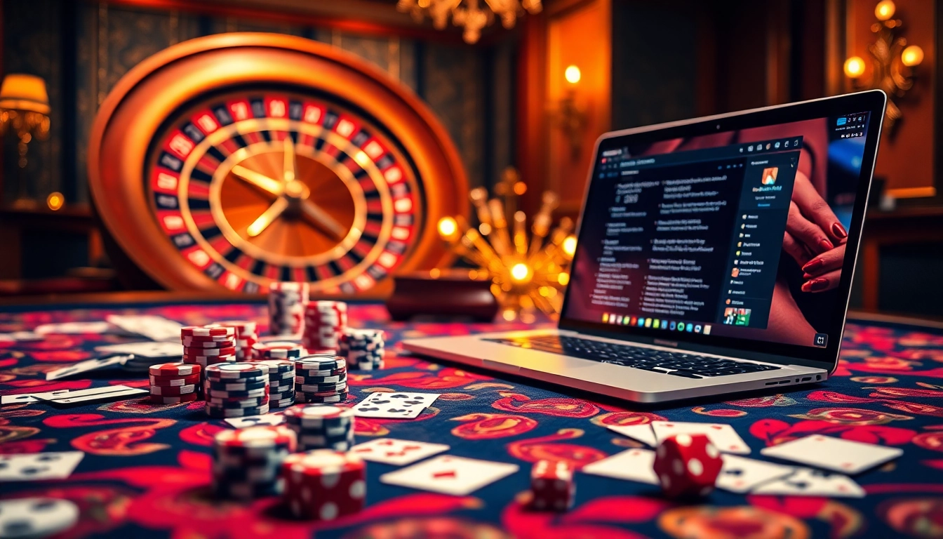 The hidden wiki-themed casino scene featuring vibrant tables, poker chips, and a roulette wheel.
