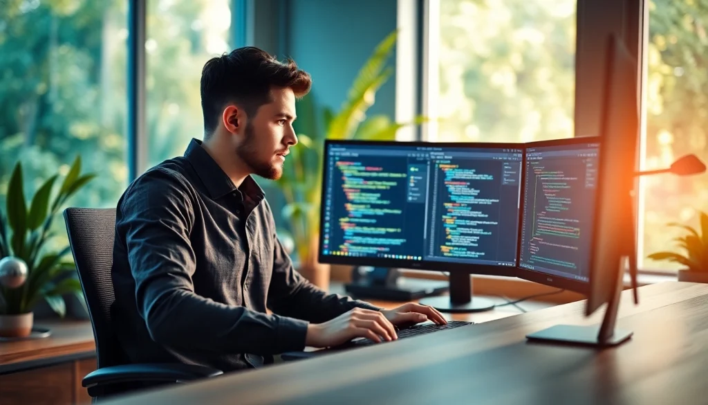 Explore T Automation & Scripting in a professional programming workspace with vibrant coding displays.