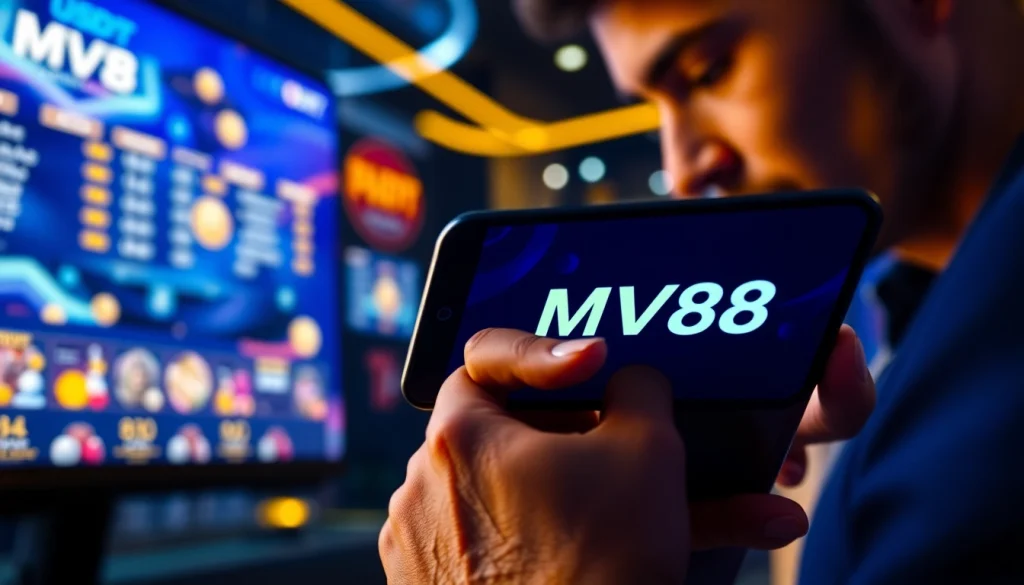 MV88 mobile app interface showcasing USDT transactions and gaming features for an immersive experience.