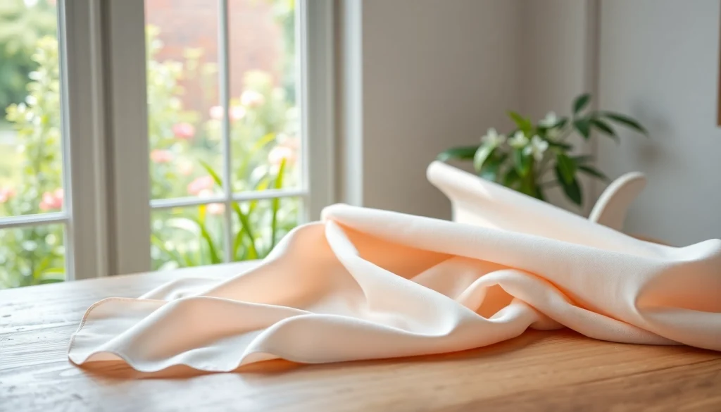 Mousseline stof aanwezig in een elegant gestileerde opstelling met zachte kleuren.