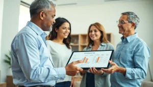 Discussing life insurance options with a financial advisor in a modern office setting.