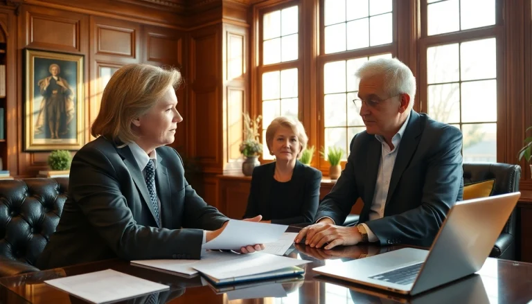 Consulting on estate planning San Antonio in a professional office setting with clients.
