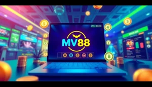 Engaging MV88 online gambling platform interface showcasing secure USDT transactions and vibrant promotions.