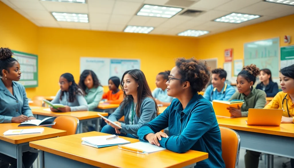 Engaged students learning about Education in a vibrant classroom setting with diverse activities.