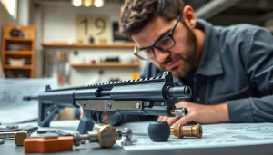 Assembling a forced reset trigger with precision tools in a modern gunsmith workshop.