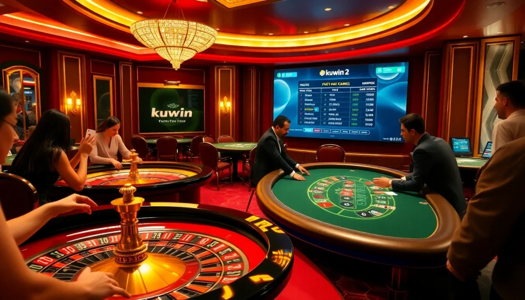 Experience the excitement of gambling at kuwin 2 with engaging poker and roulette games in a luxurious setting.