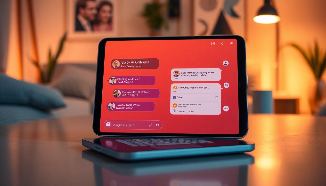 AI chat sex interaction with the Spicy AI Girlfriend on a digital device in a cozy setting.