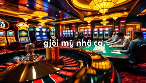 Exciting casino scene illustrating giải mã nhà cái with colorful roulette wheel and engaged players.