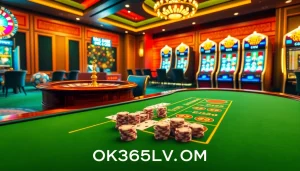 Engaging online gambling scene at OK365LV.COM featuring poker, roulette, and slot machines.