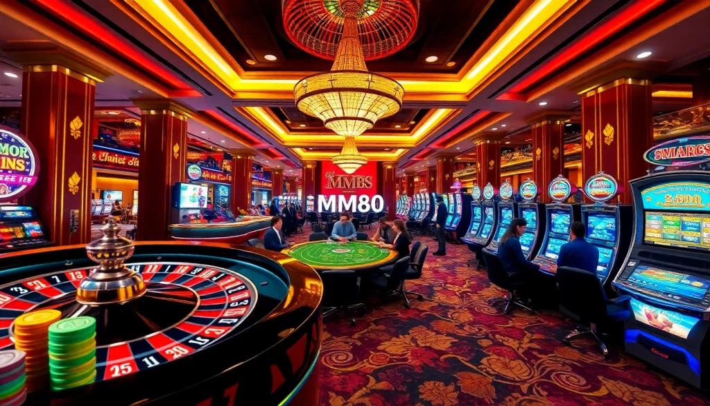Engaged players celebrating wins at MM88's luxurious casino tables.