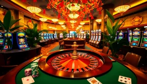 Players enjoying Rio-themed casino games with vibrant roulette wheel and poker chips.