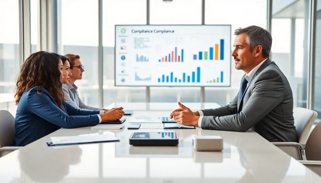 Engaging scene depicting pre and post award compliance discussion with a consultant.