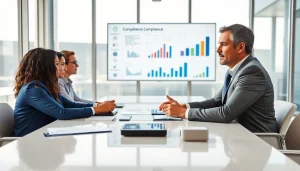 Engaging scene depicting pre and post award compliance discussion with a consultant.