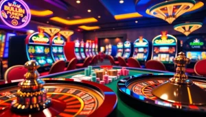 Exciting gaming action at Trang Chủ LC88 with vibrant casino tables and roulette wheel.