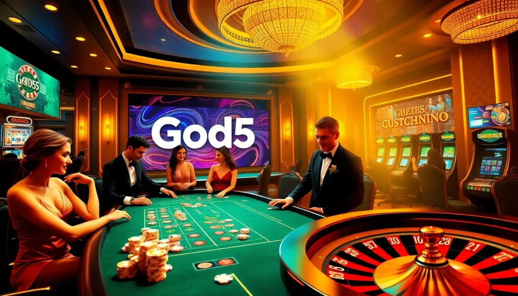Exciting gameplay at god55 casino with players enjoying blackjack and roulette.