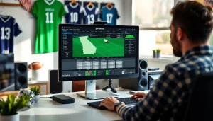 Explore sportsbooks in Georgia with an engaging digital betting setup showcasing sports analysis tools.