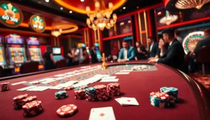 Engage in thrilling bets at the new 88 casino, featuring vibrant poker chips and an exciting roulette wheel.