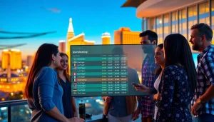 Engaging representation of sportsbooks in California with a vibrant sports betting scene in Los Angeles.