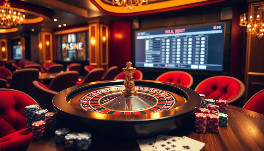 Excited gamblers at a luxurious casino table with the invitation to নিবন্ধন করুন for exclusive offers.