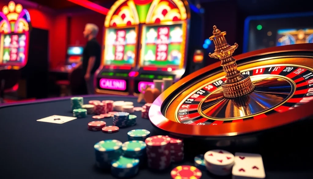Experience the thrill of high-stakes gambling at https://lc88.jpn.com/ with vibrant casino elements like roulette and poker chips.
