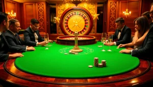 Intense gambling action at a luxury poker table featuring xx88-themed chips and cards.