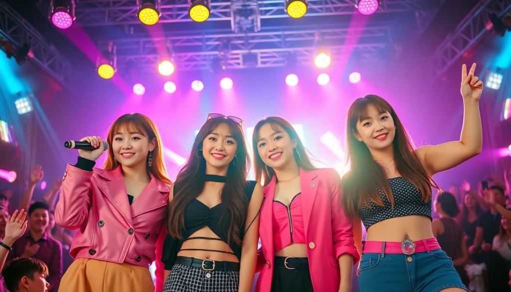 Blackpink news featuring the group performing energetically on stage with vibrant lighting.
