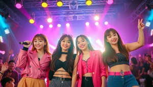 Blackpink news featuring the group performing energetically on stage with vibrant lighting.