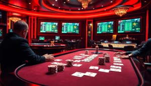 Experience thrilling action at MK8-themed casino gaming tables filled with poker chips and cards.