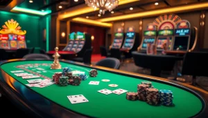 Experience the thrill of J88 gaming at a luxurious casino table with vibrant colors and betting excitement.