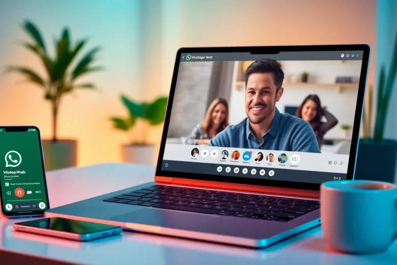 快连官网上的 WhatsApp Web 功能，突出消息传递与视频通话。