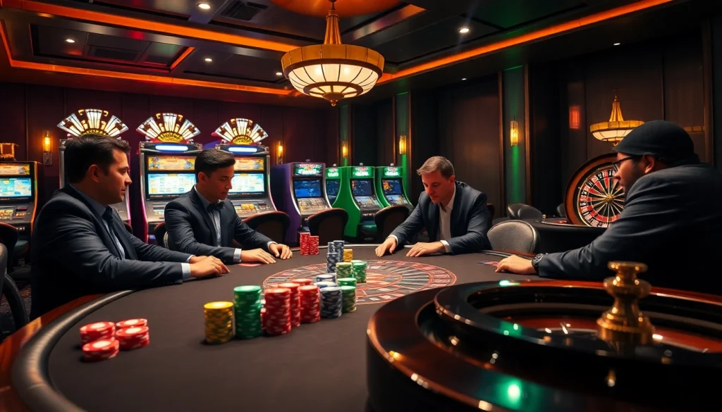 vaoluoitv poker players engaged in thrilling gameplay at an upscale casino.