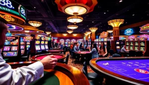 Gamblers enjoying high-stakes action at a vibrant casino with 88t elements.