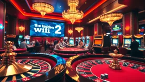 The hidden wiki 2 showcased in a luxurious casino environment filled with vibrant games and enthusiastic players.