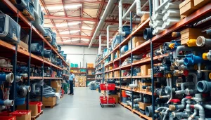 Browse quality wholesale plumbing parts for contractors in a bright, organized warehouse setting.
