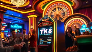 Players enjoying the TK88 slot machine while engaging in a thrilling casino atmosphere.