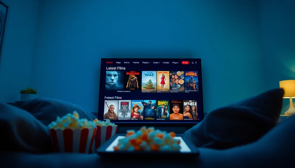 Experience rebahin's modern streaming interface for films with cozy atmosphere and digital devices.