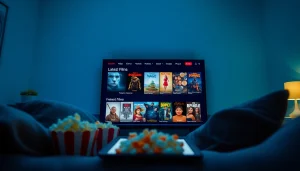 Experience rebahin's modern streaming interface for films with cozy atmosphere and digital devices.