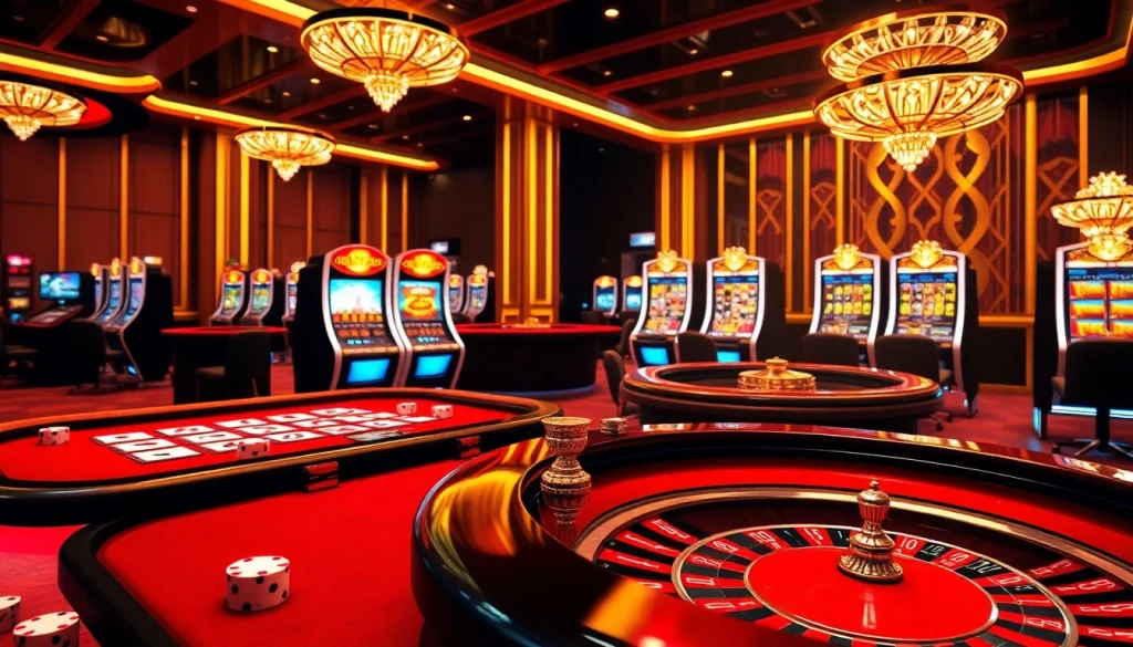 Exciting gaming atmosphere at 789P featuring dynamic casino tables and vibrant slot machines.